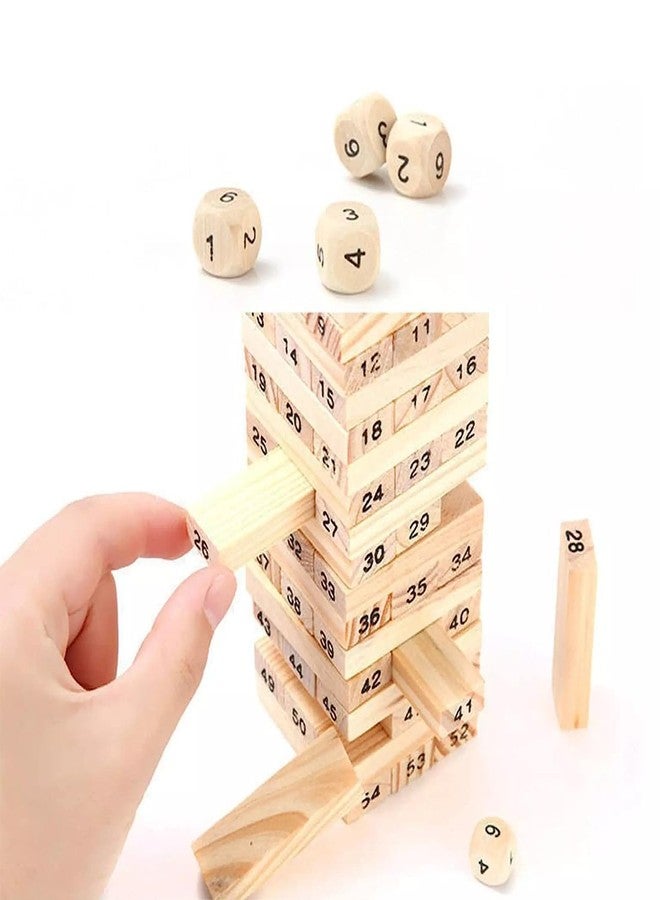 CAPSEA 54 Pcs Wooden Tumbling Tower Game - Indoor Stacking Puzzle Blocks for Kids, Adults & Families - Fun Balancing Toy for Boys & Girls of All Ages - Party Game & Brain Teaser - Image 3